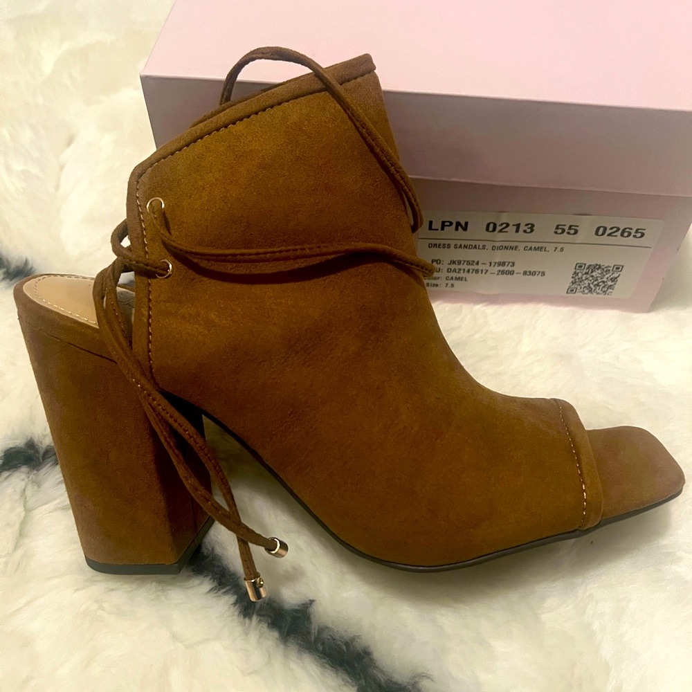 JustFab Brown Open-Toed Booties
